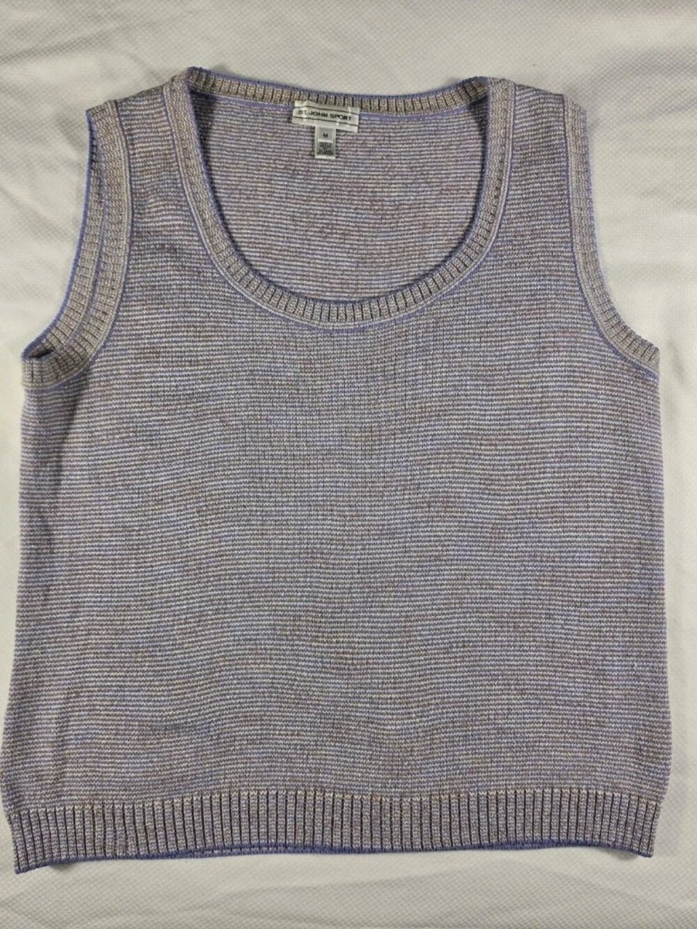 ST. JOHN COLLECTION Women's Purple And Gold Glitter Knit Tank Top Size M EUC